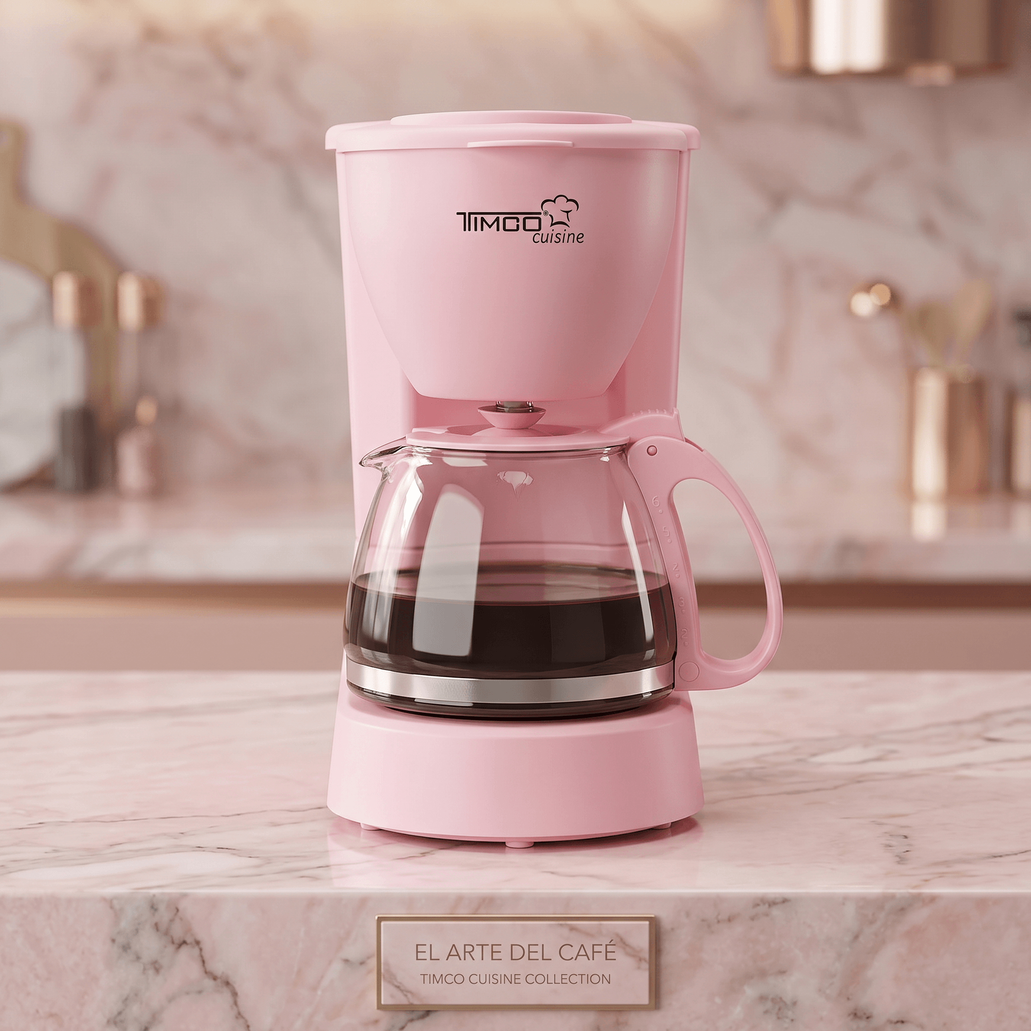 Cafetera Eléctrica Rosa 750 ml Filtro Permanente Antigoteo con Placa Calefactora CAFWJ9008 Timco — imagen 2