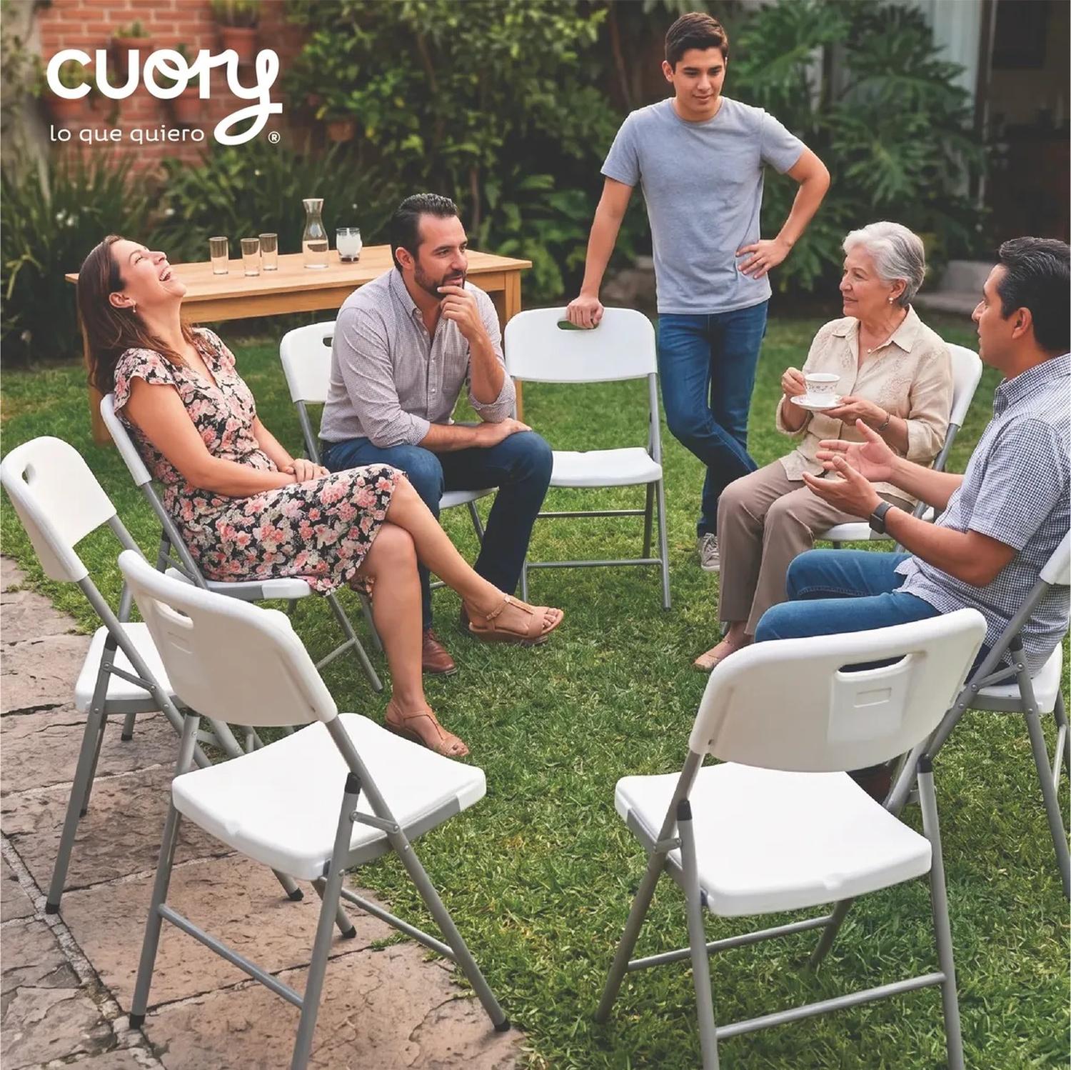 Silla Plegable Cuory Blanca Individual Resistente Interior y Exterior — imagen 7