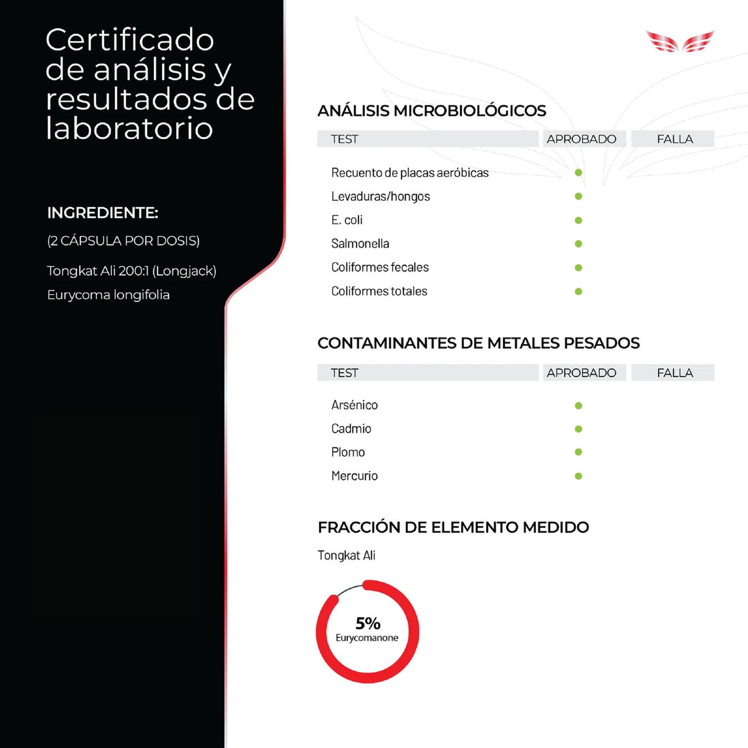 Ultra Pure: Tongkat Ali 200:1 Men's Testo, Extracto Concentrado, Vitalidad Masculina, 300 Cápsulas — imagen 5