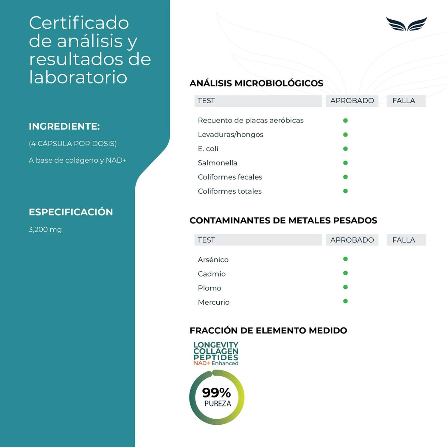 Longevity: Colágeno Hidrolizado + NAD+, Péptidos Tipos I, II, III, V y X, 270 Cápsulas — imagen 4