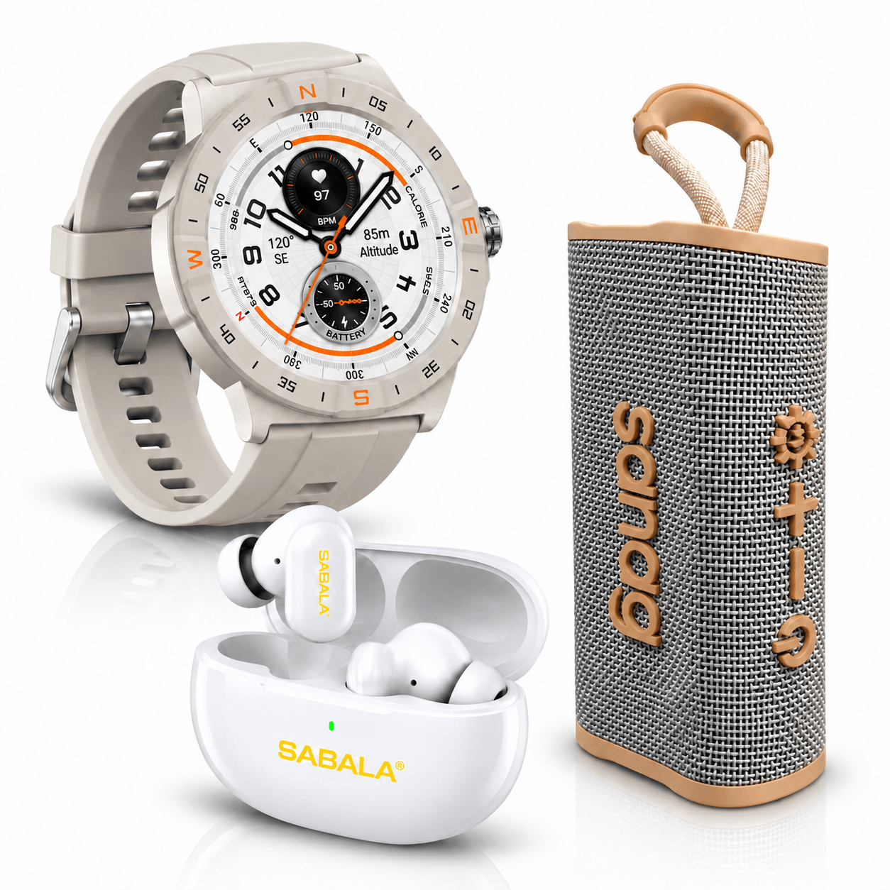 SMARWATCH HONOR CHOICE 2 EPIC AMOLED + AUDIFONOS SABALA ST-765 (BLANCO) + BOCINA SANAG M15 (BEIGE) — imagen 2