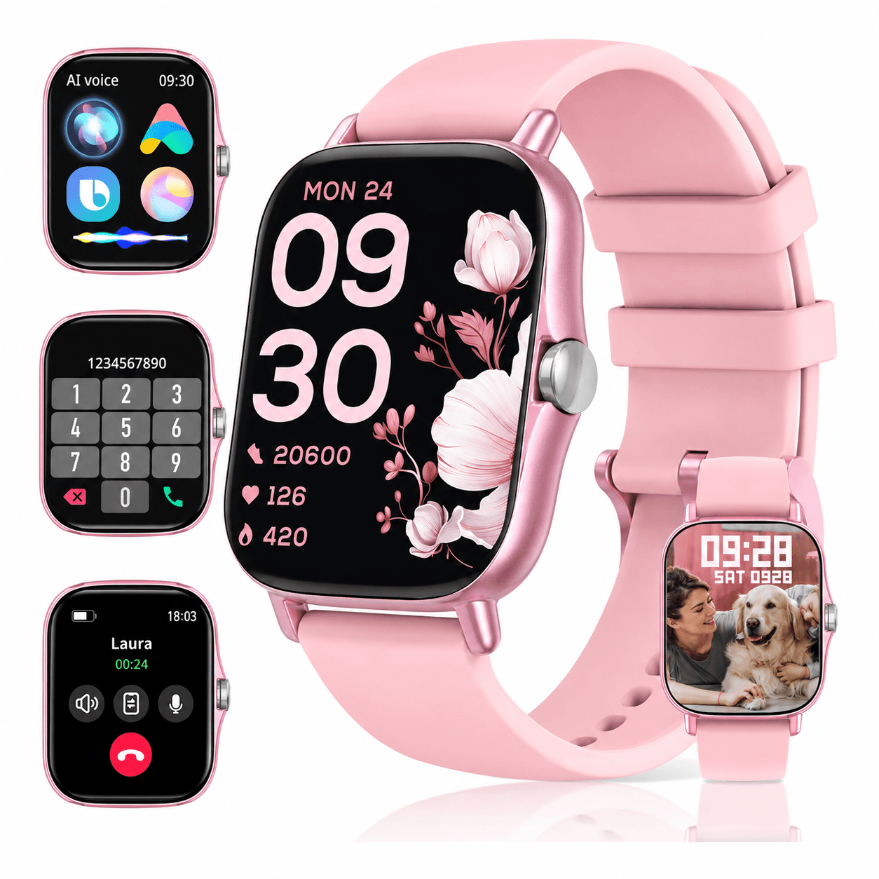 Smartwatch con Llamadas Bluetooth, Pantalla HD 1.75” FM13 , Asistente de Voz y Modos Deportivos Rosa — imagen 2