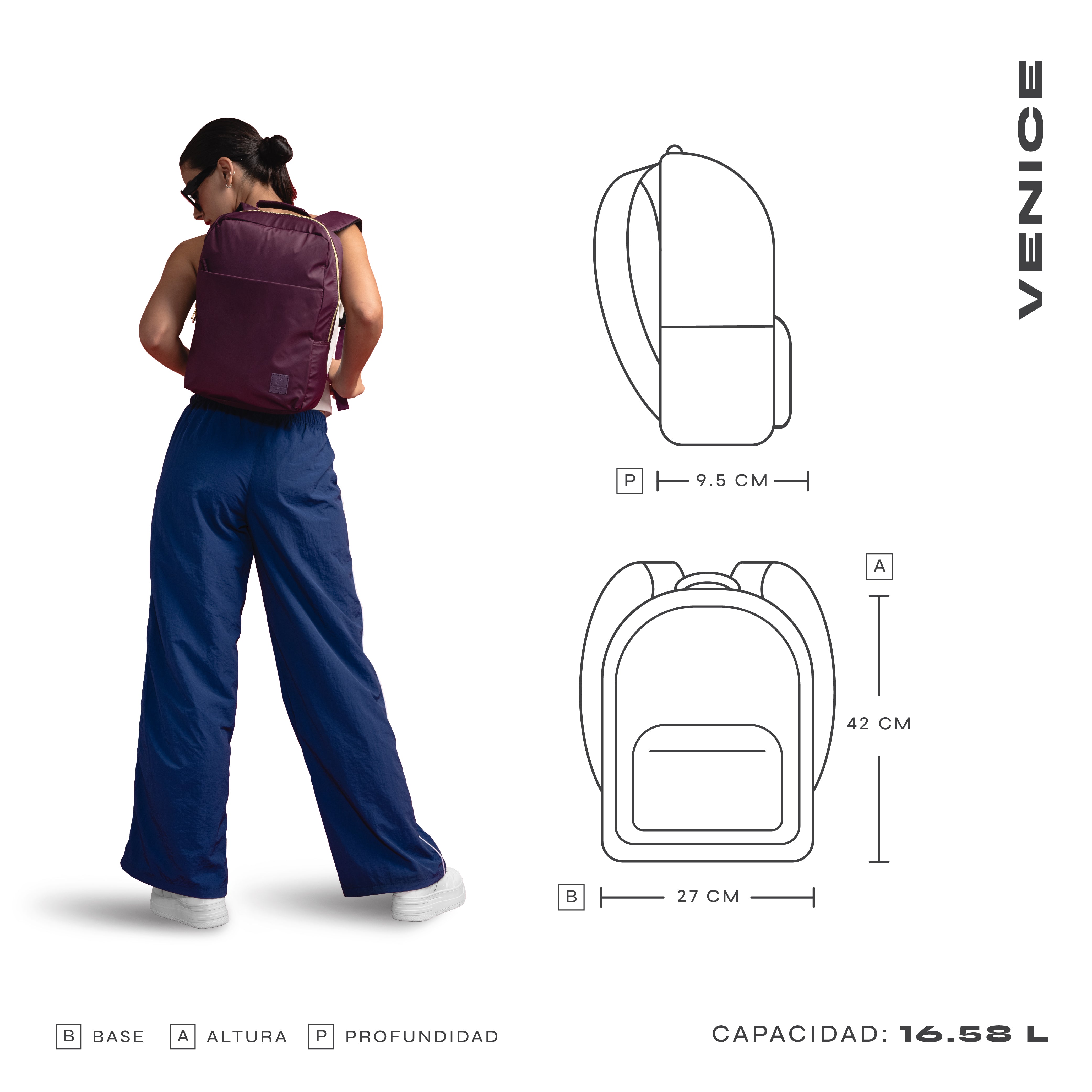 Mochila para laptop CoolCapital Venice 14" pulgadas Rosa — imagen 9