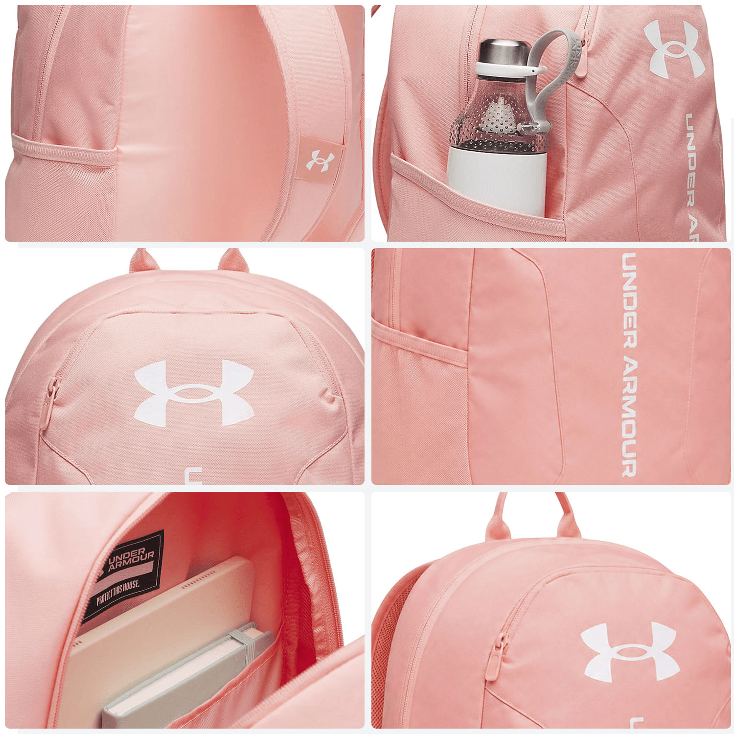 Mochila Under Armour Hustle Lite Dama Rosa Para Laptop Escolar Mujer 24L — imagen 5