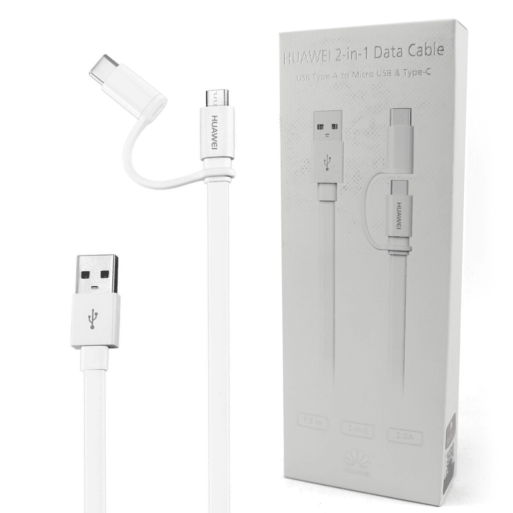 Cable USB 2 EN 1 C y Micro USB 1m - Blanco — imagen 2