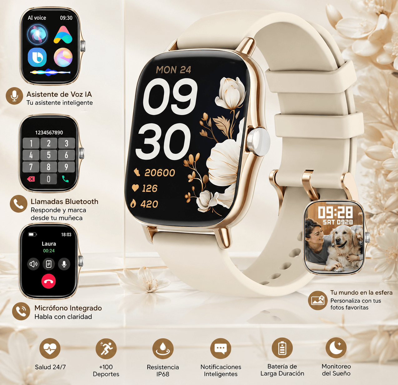 Smartwatch con Llamadas Bluetooth, Pantalla HD 1.75” FM13 , Asistente de Voz y Modos Deportivos — imagen 2