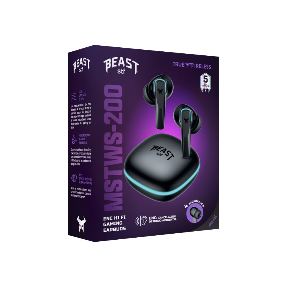 Audífonos Gamer TWS STF Beast MSTWS-200 ENC: Videojuegos, 6hrs uso, elimina ruido ambiente — imagen 6