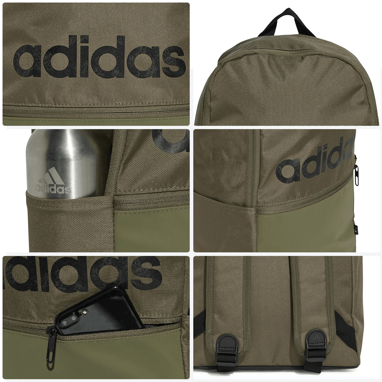 Mochila Adidas Classic Hombre Escolar Portalaptop Verde Caballero 22L — imagen 8