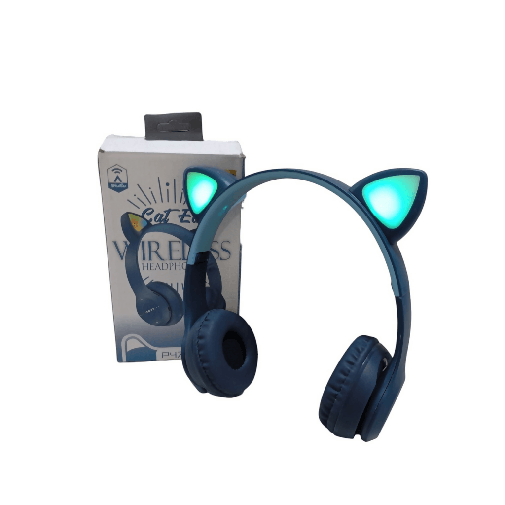 Audífonos Gatica Bluetooth, luces led, Radio FM, diadema plegables.AZUL. — imagen 4