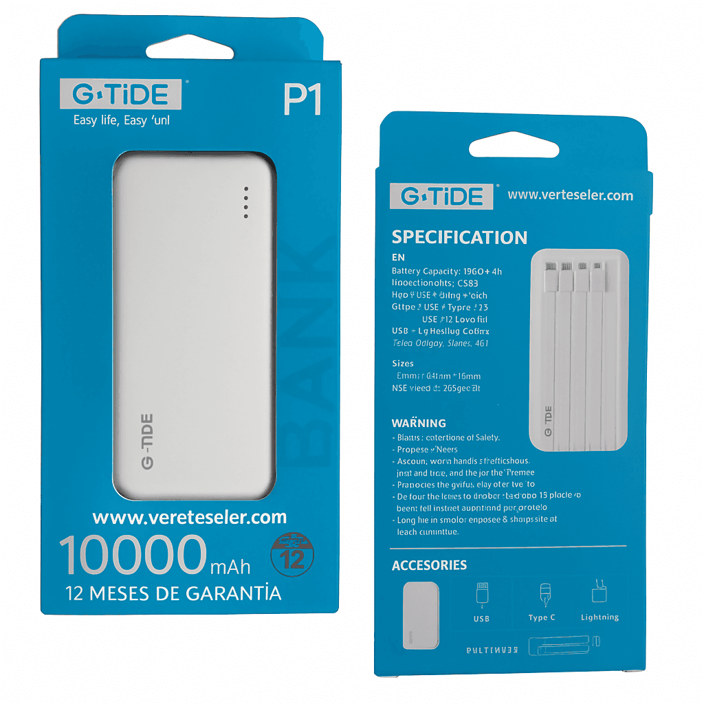 Power Bank 10000Mha P1 G-tide. BLANCO — imagen 2