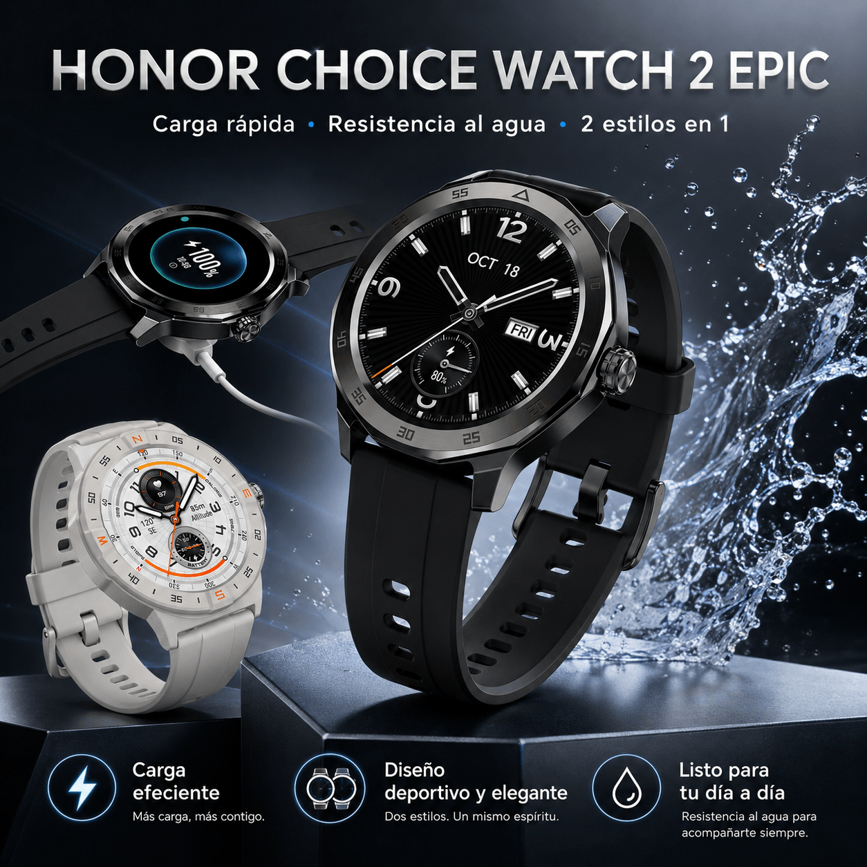 Smartwatch HONOR CHOICE Watch 2 Epic AMOLED con GPS, Llamadas Bluetooth y 5ATM — imagen 6
