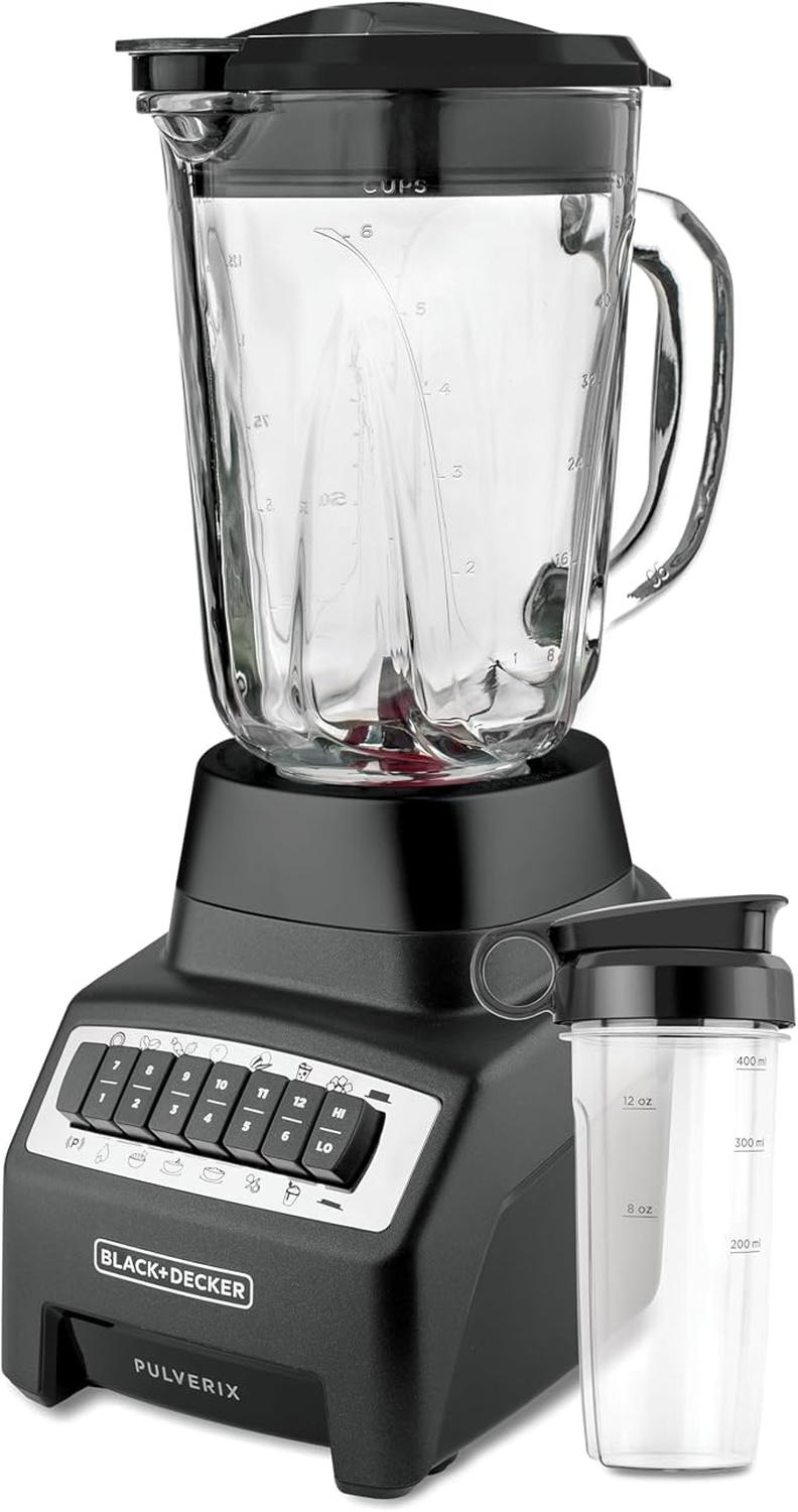 Licuadora Black+Decker Pulverix BL1140MB-MX 700W Jarra Vidrio 1.5 L + Vaso Personal 500 ml — imagen 1
