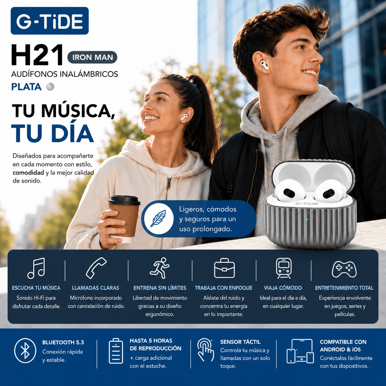 SMARTWATCH XIAOMI REDMI WACTH 6 ACTIVE (PLATA) +BOCINA XIAOMI SOUND POCKET (AZUL)+AUDIFONOS G-TIDE H21 (PLATA) — imagen 11