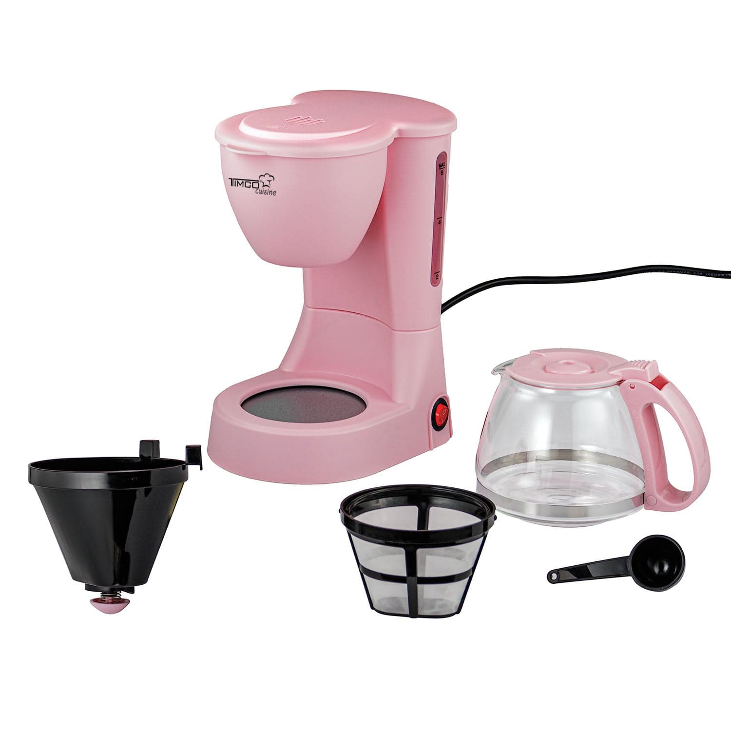 Cafetera Eléctrica Rosa 750 ml Filtro Permanente Antigoteo con Placa Calefactora CAFWJ9008 Timco — imagen 7