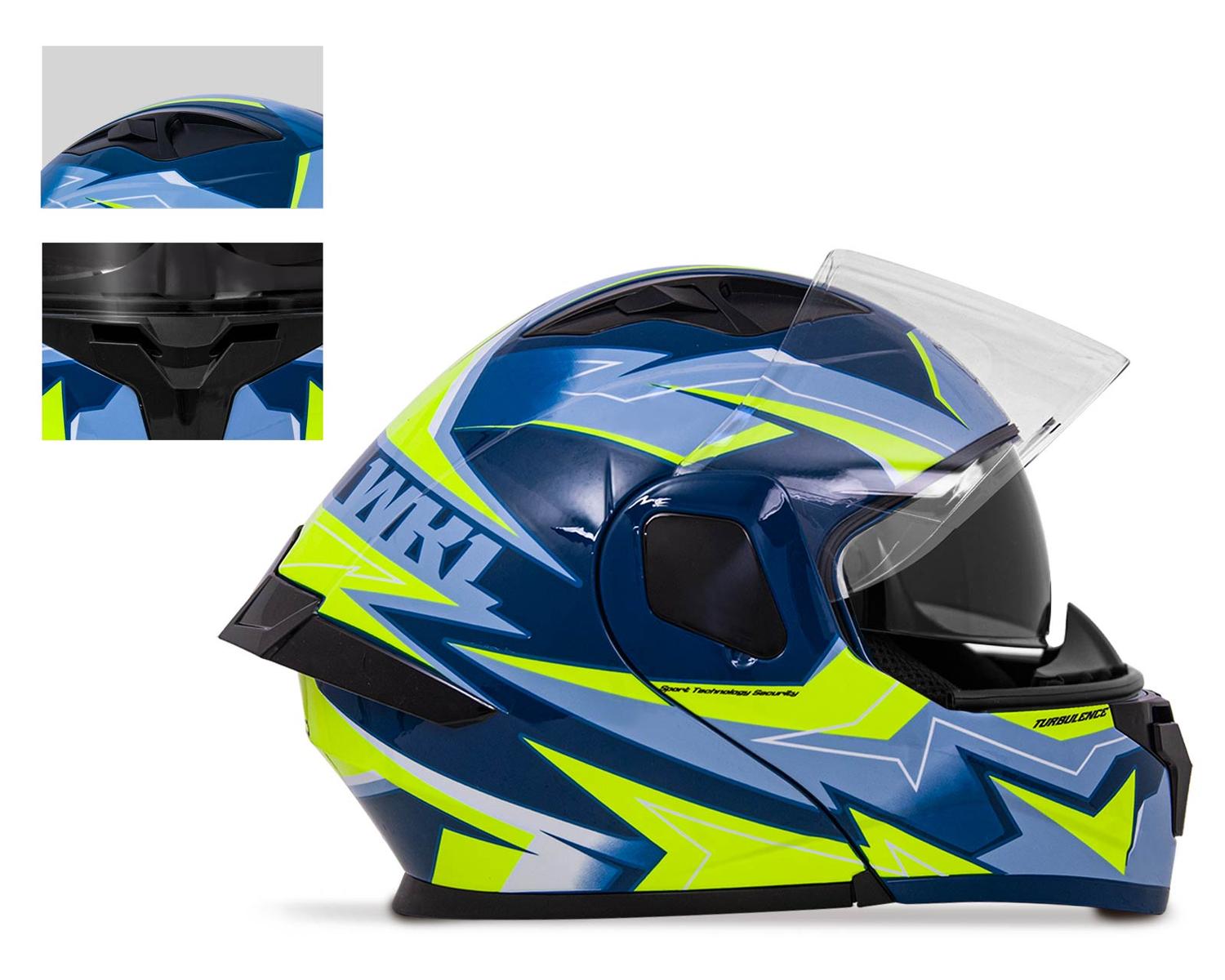 Casco WKL Motocicleta Dot Abatible CH-103 TURBO-VERDE — imagen 3