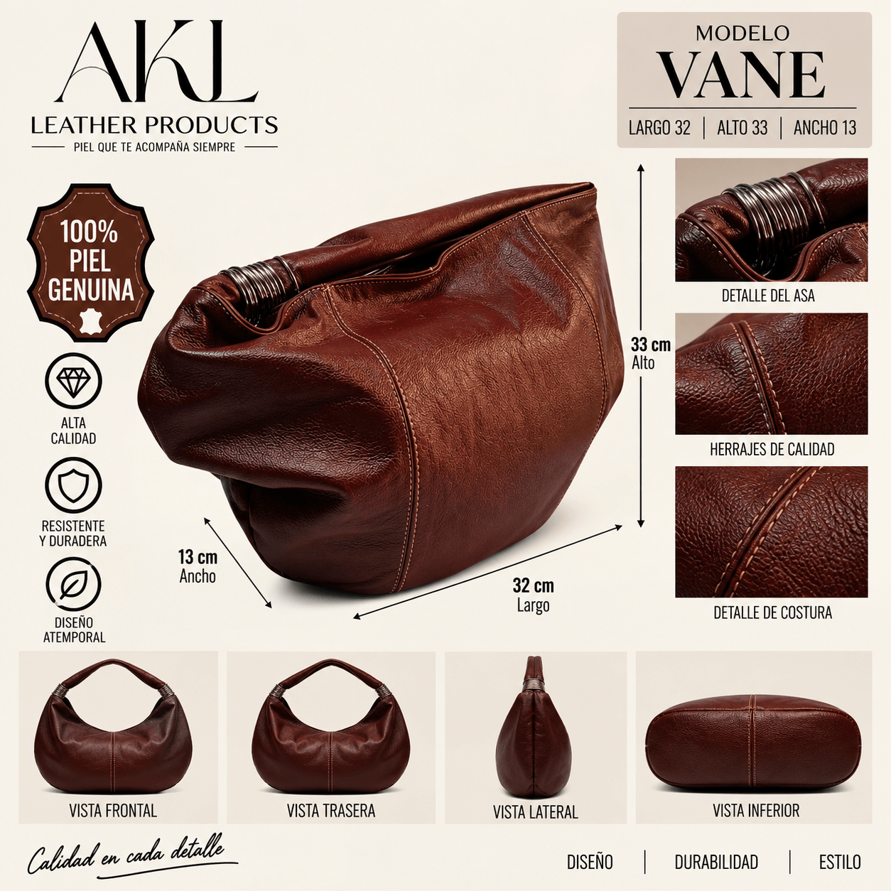 Bolsa Vane Piel Legitima Américana — imagen 2