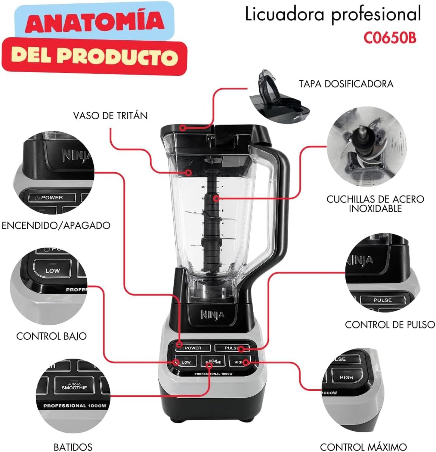 Ninja Professional Blender CO650B, Licuadora Profesional con 2 Velocidades Auto IQ, Motor de 1,000 Watts de Potencia — imagen 6