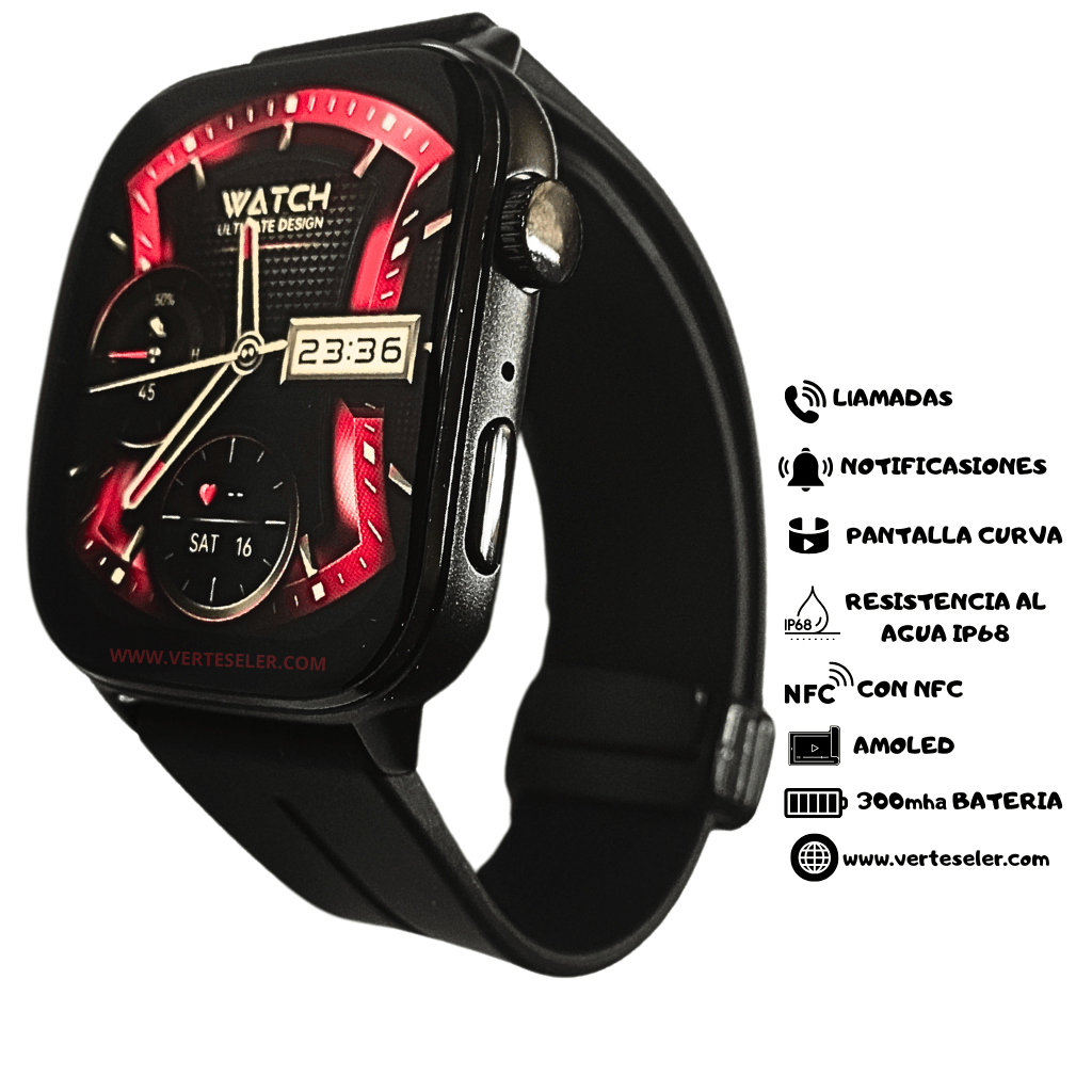 Reloj inteligente G-tide S6 pro smartwatch, pantalla curva amoled, con 3 correas y una pulsera regalo, llamadas, notificaciones — imagen 4