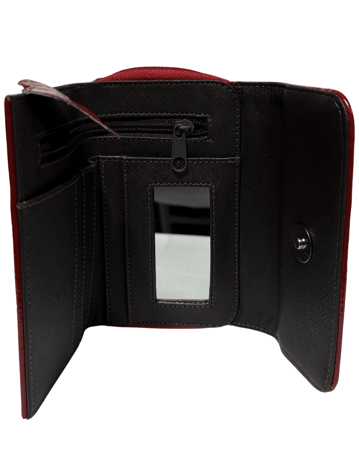 Cartera Para Dama De Charol Roja Grabado Tipo Cocodrilo mini con cierre — imagen 9
