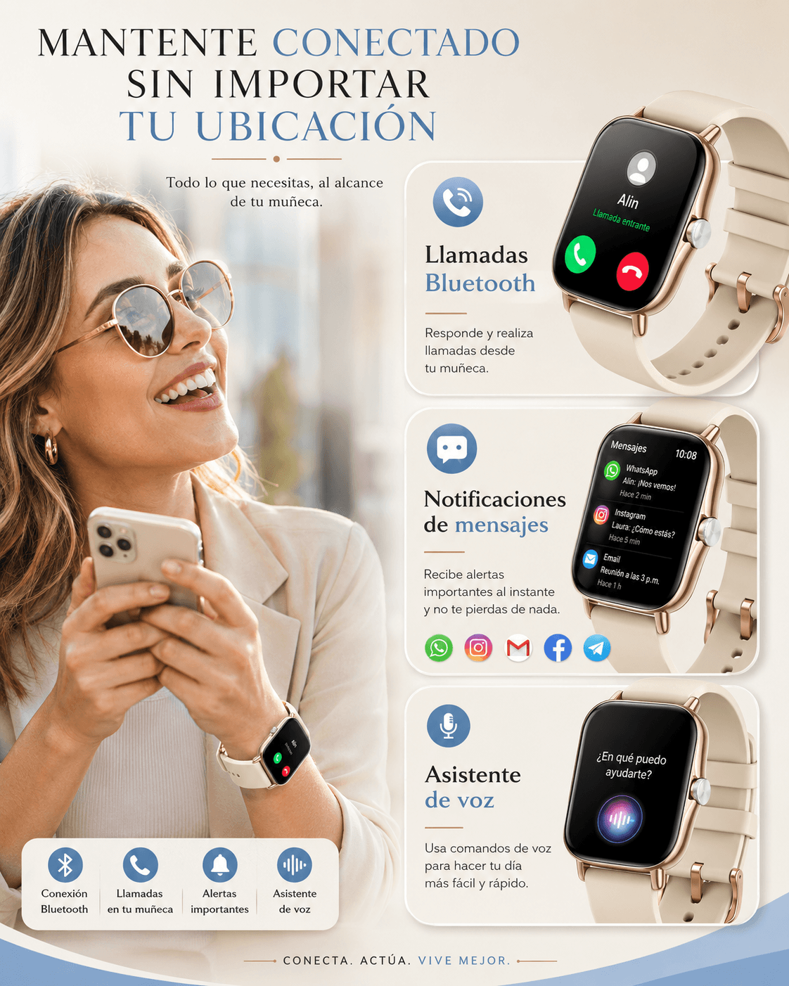 Smartwatch con Llamadas Bluetooth, Pantalla HD 1.75” FM13 , Asistente de Voz y Modos Deportivos — imagen 5