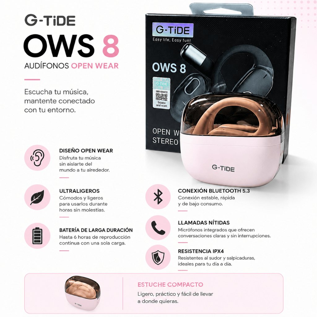 SMARTWATCH XIAOMI REDMI WATCH 6 ACTIVE (ORANGE) +BOCINA SANAG X6S (ROSA) + AUDIFONOS G-TIDE OWS8 (ROSA) — imagen 5