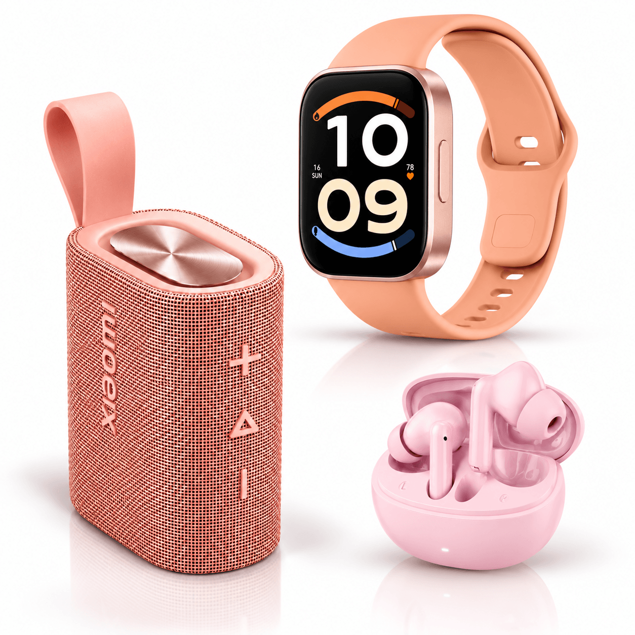 SMARTWATCH XIAOMI REDMI WATCH 6 ACTIVE (ORANGE) + BOCINA XIAOMI SOUND POCKET (ROSA) + AUDIFONOS G-TIDE L42 (ROSA) — imagen 2
