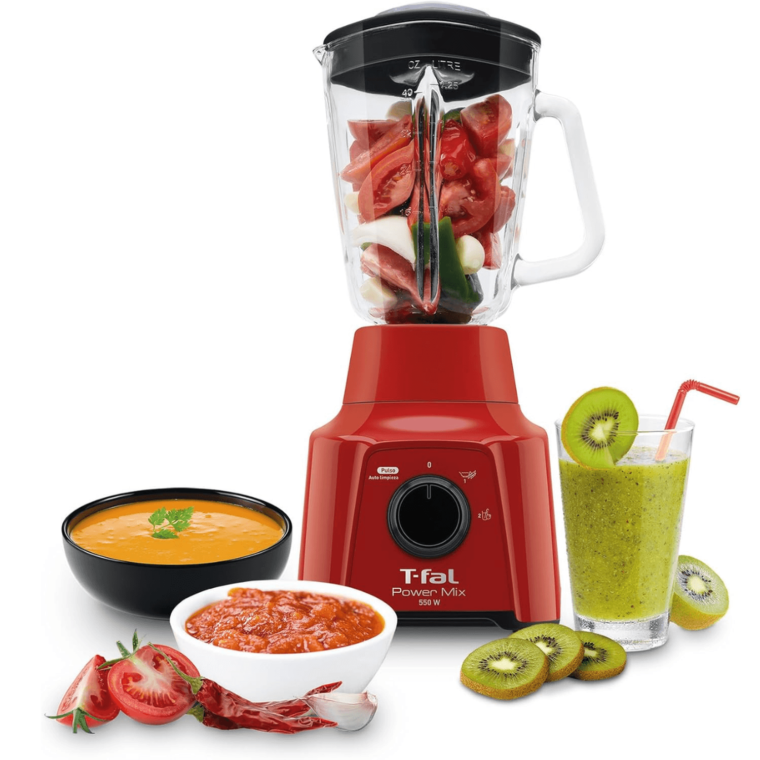 Licuadora T-fal LN2835MX PowerMix 2V Roja Vidrio — imagen 1