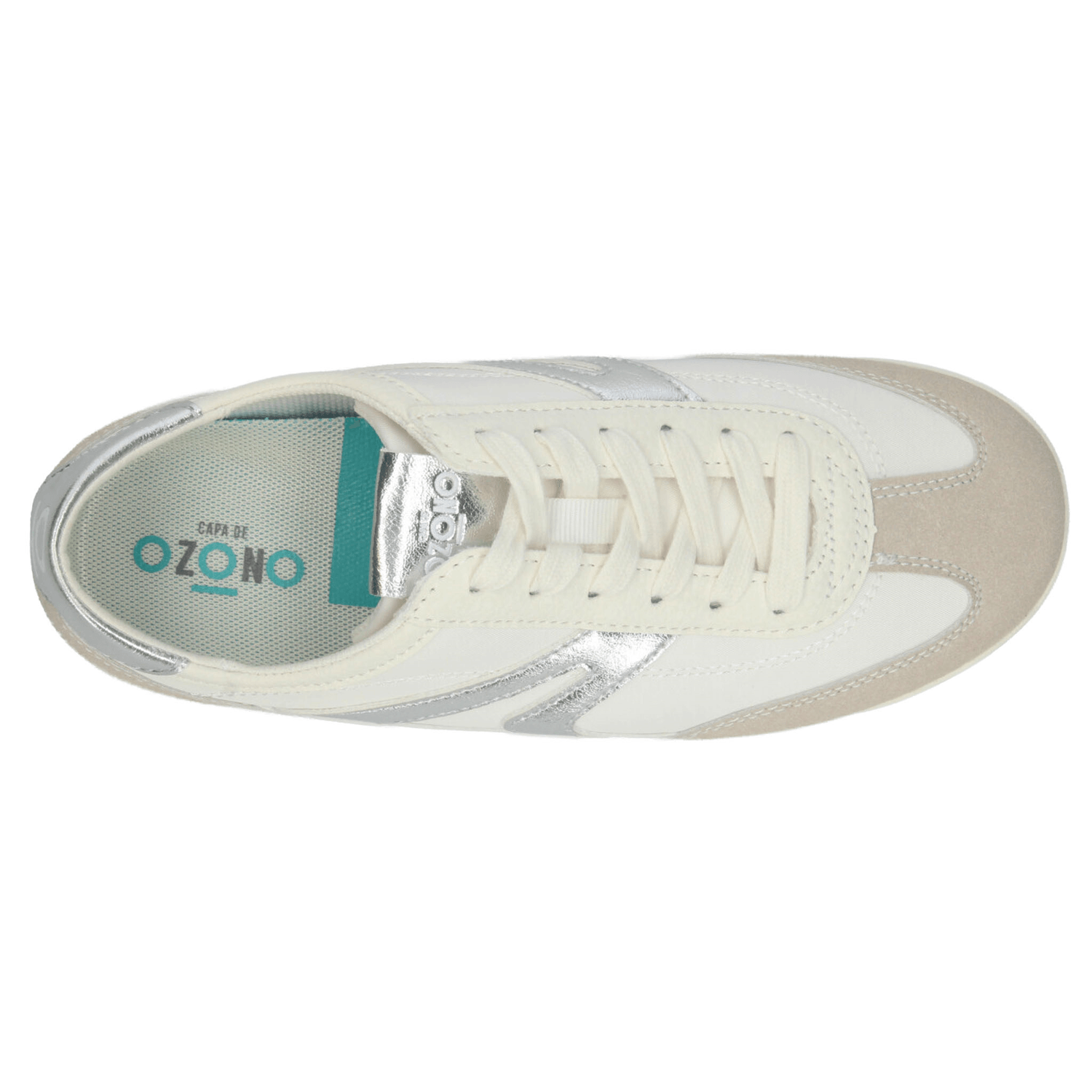 Tenis Ozono Dama Casual Beige Plateado Mujer — imagen 8