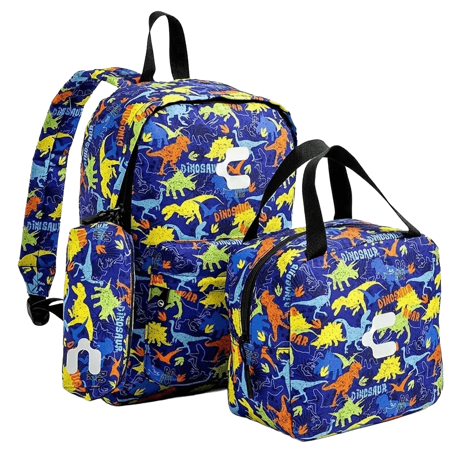Set de Mochila Charly Dinosaurio Niño Escolar Lonchera Azul Infantil — imagen 1