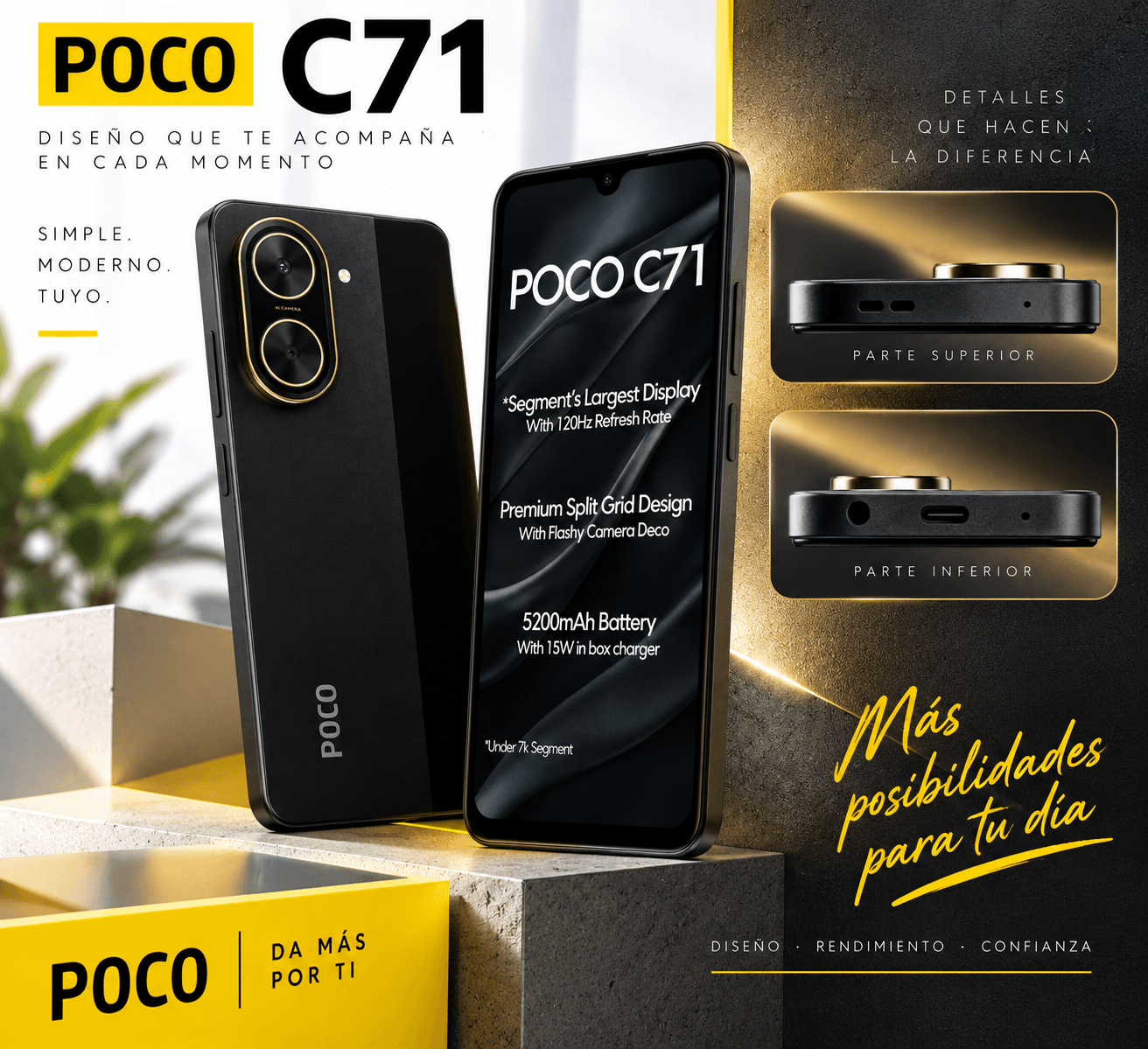 SMARTPHONE XIAOMI POCO C71 4/128 GB (NEGRO) + SMARWATCH HONOR CHOICE 2 EPIC AMOLED — imagen 5