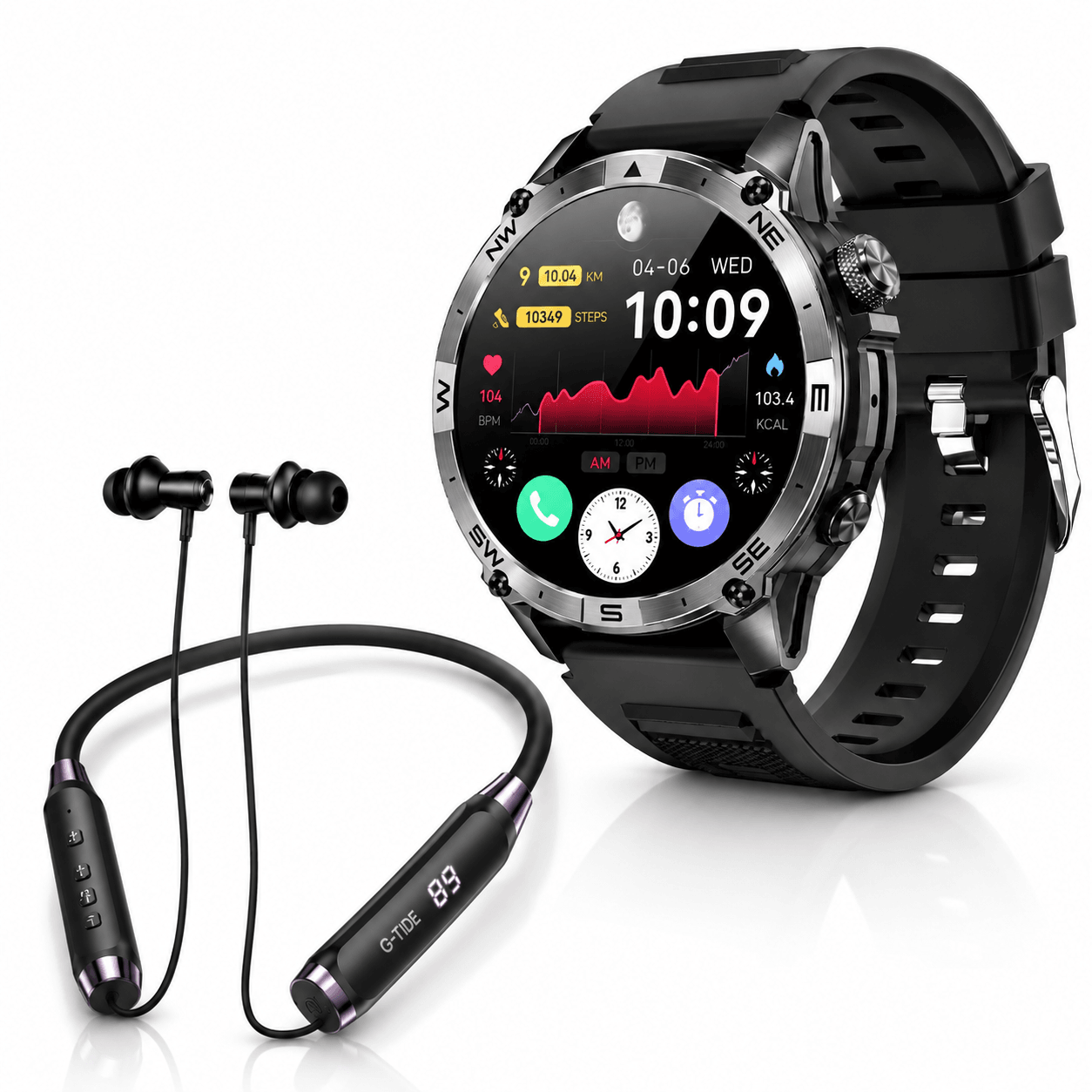 SMARTWACTH G-TIDE R6 PRO (NEGRO) + AUDIFONOS G-TIDE EG22 — imagen 2
