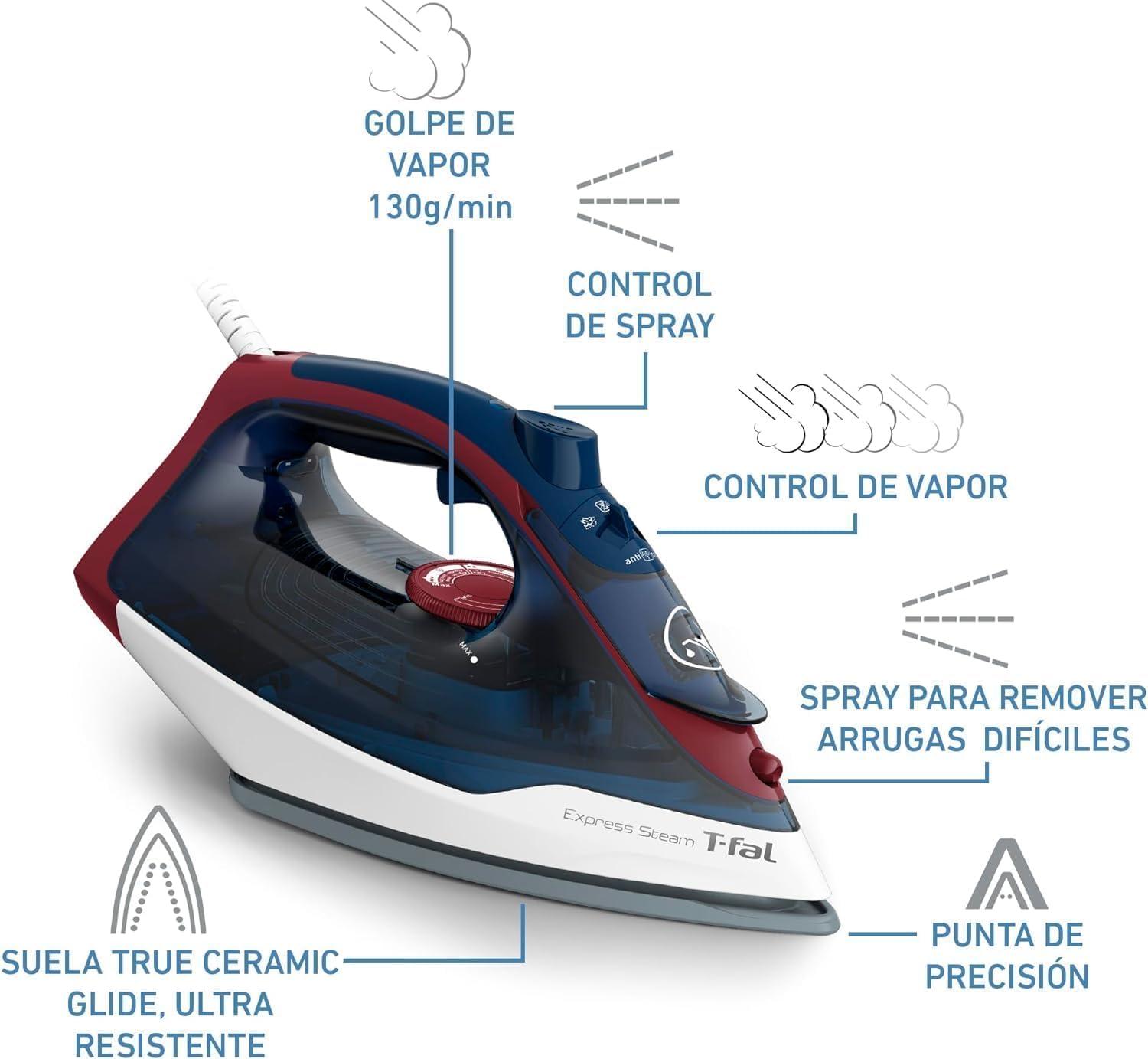 Plancha de Vapor T-Fal FV2833X0 Suela Cerámica 1600 W — imagen 2