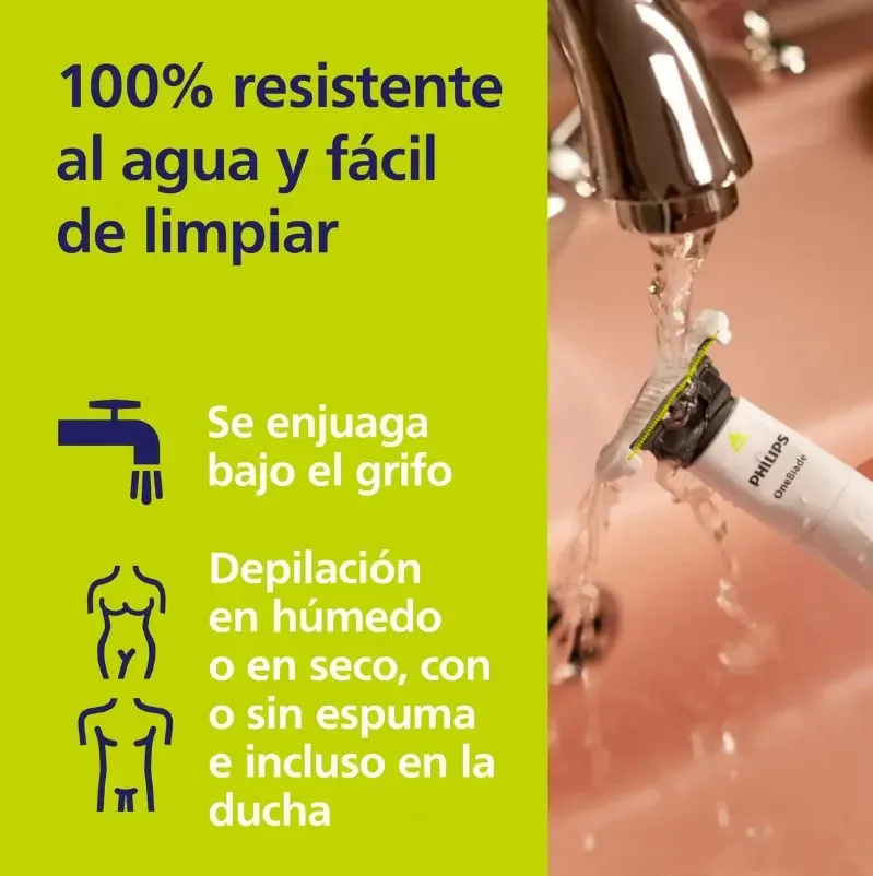Philips QP1924/14 Oneblade Intimate, Para Las Zonas Íntimas, Incluye Cuchilla Skinprotect, 1 Peine Recortador, Recargable, Para Uso En Seco O Con La Piel Húmeda, Resistente Al Agua — imagen 6