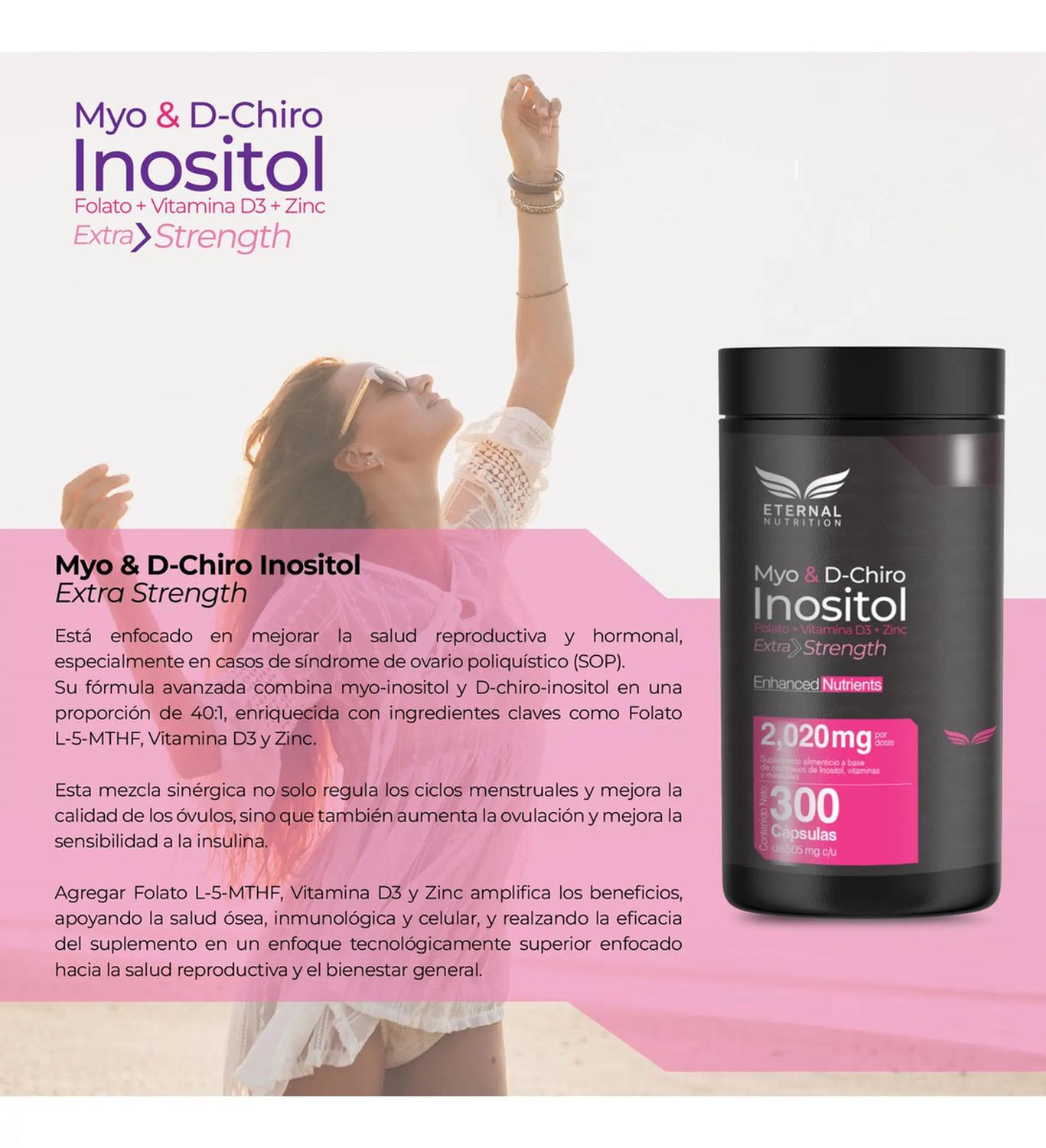 Essentials: Inositol 40:1 Myo & D-Chiro, Folato 5-MTHF + D3 + Zinc, Bienestar Hormonal, 300 Cápsulas — imagen 5