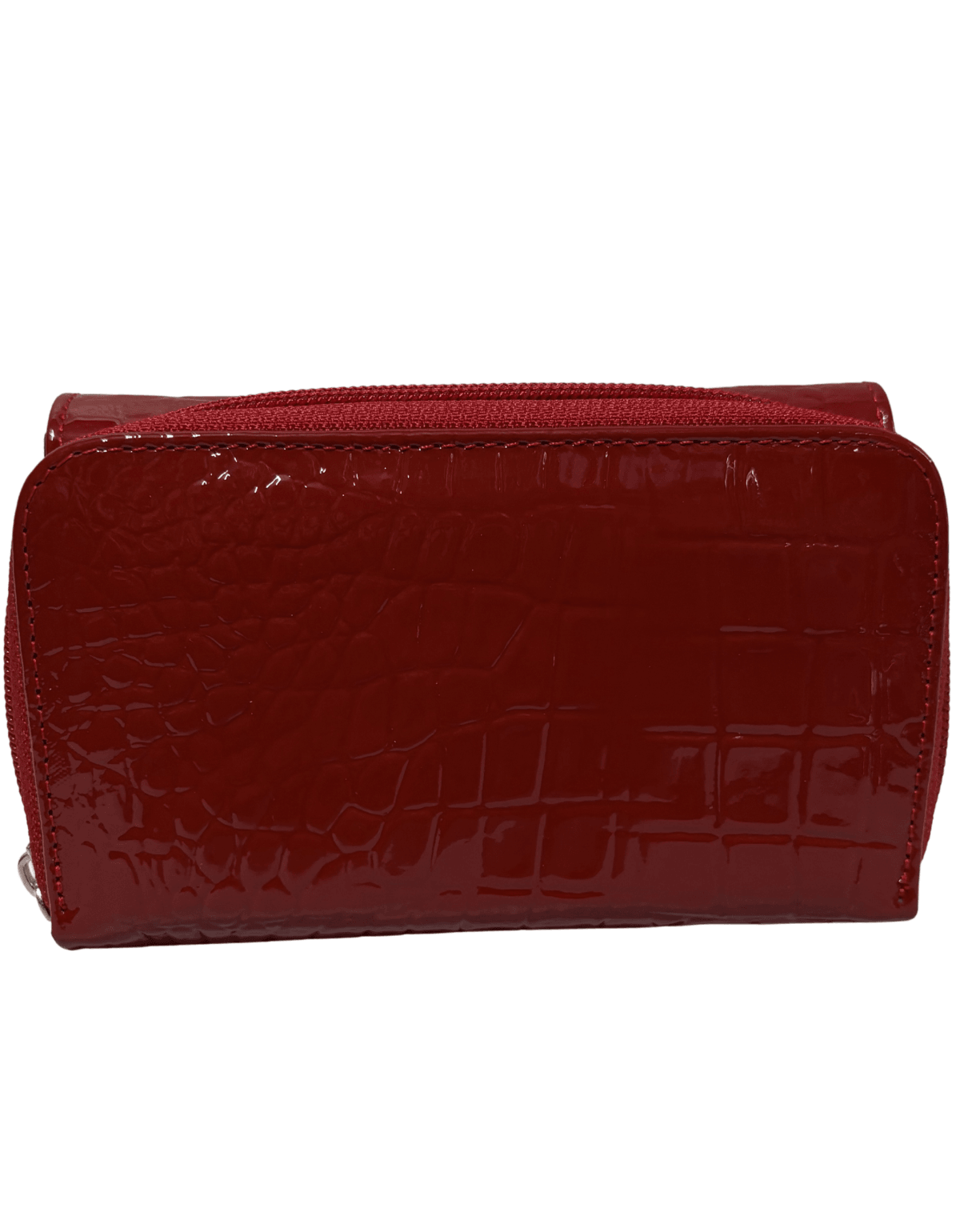Cartera Para Dama De Charol Roja Grabado Tipo Cocodrilo mini con cierre — imagen 8