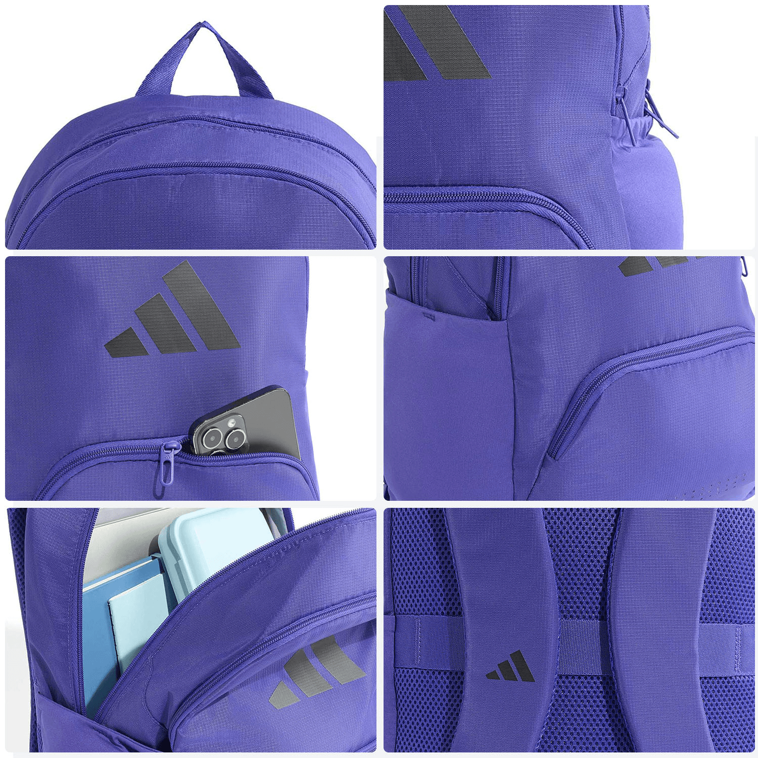 Mochila Adidas Defender Escolar Impermeable Morado Unisex — imagen 5
