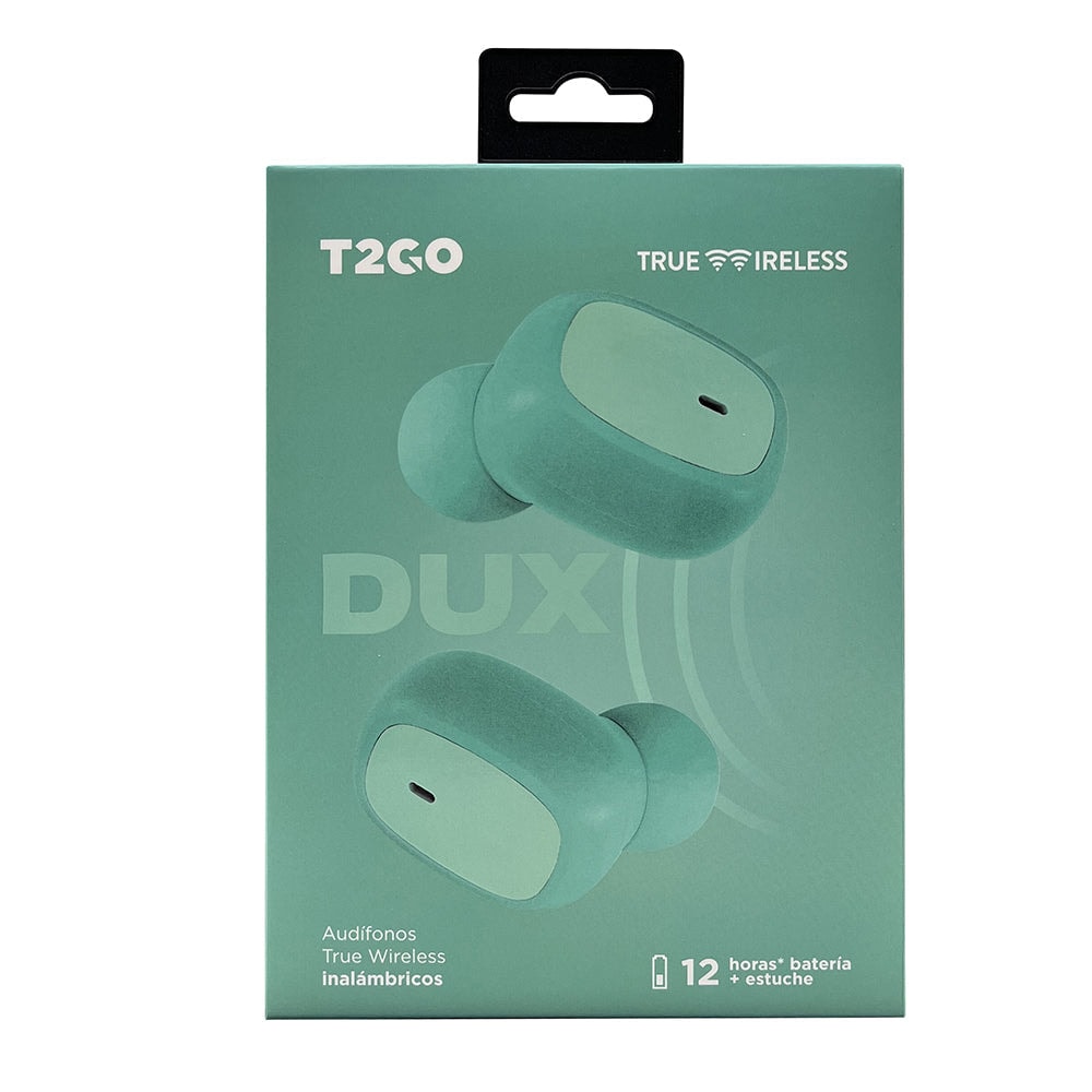 Audífonos Inalámbricos Tws Dux T2GO 3hrs Uso Micrófono Verde — imagen 6
