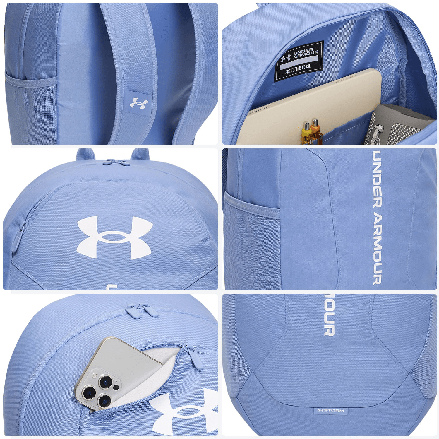 Mochila Under Armour Hustle Lite Azul Para Laptop Escolar Unisex 24L — imagen 5