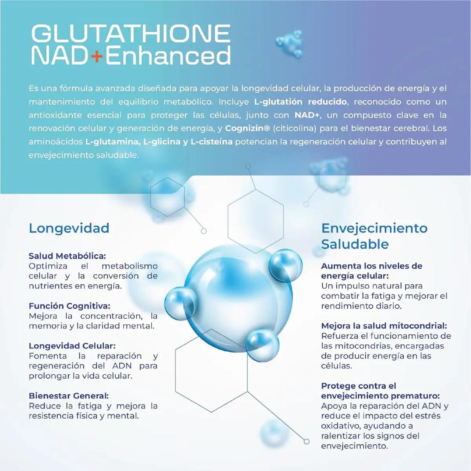 Essentials: L-Glutatión con NAD+, Cognizin Citicolina y Aminoácidos, Antioxidante, 100 Cápsulas — imagen 6