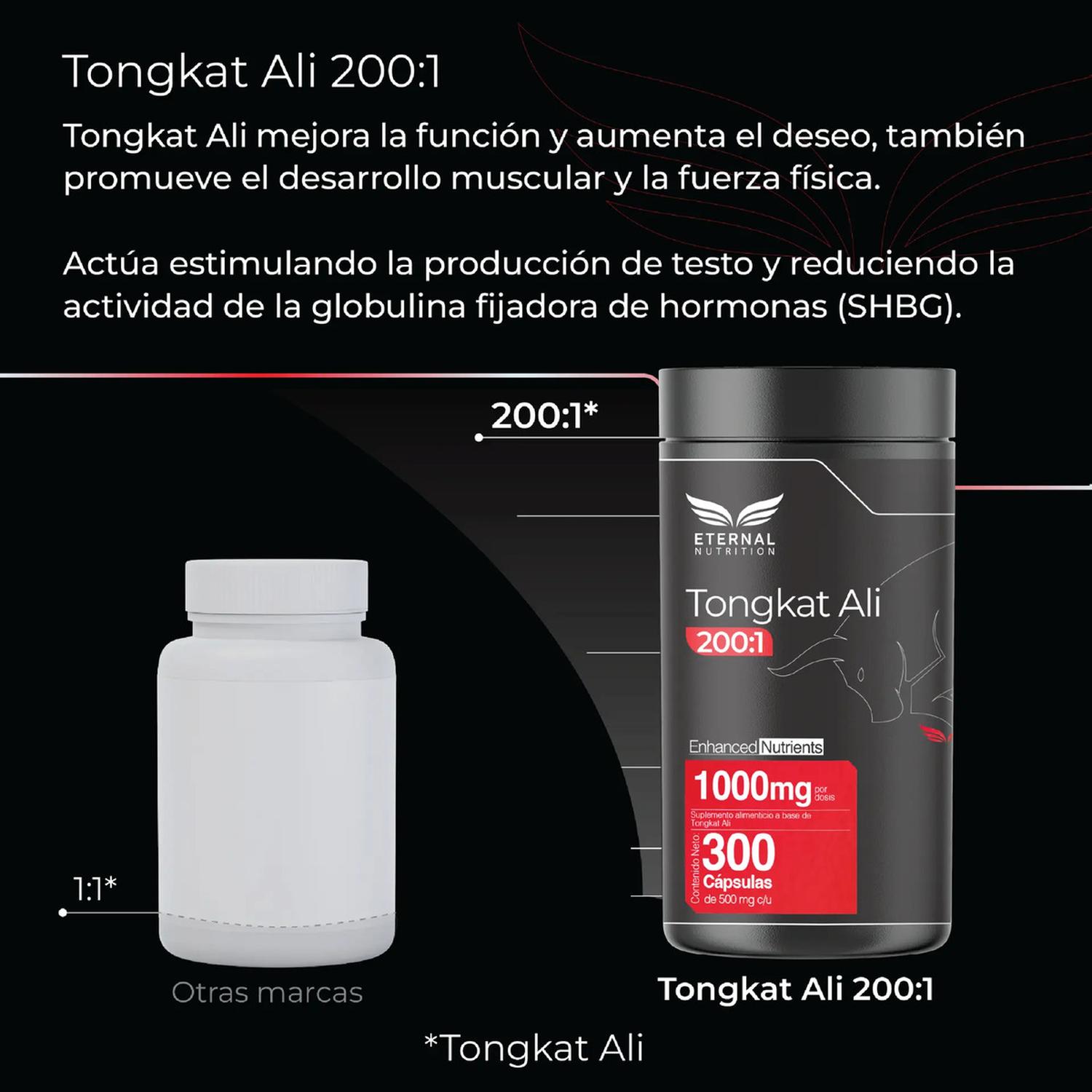 Ultra Pure: Tongkat Ali 200:1 Men's Testo, Extracto Concentrado, Vitalidad Masculina, 300 Cápsulas — imagen 3