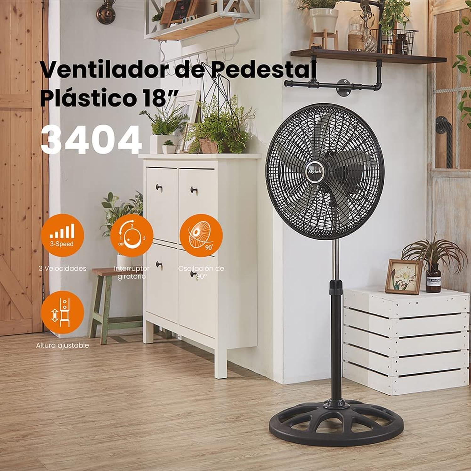 VENTILADOR PEDESTAL MYTEK 3404 18 PUL 5 ASPAS 120w — imagen 3