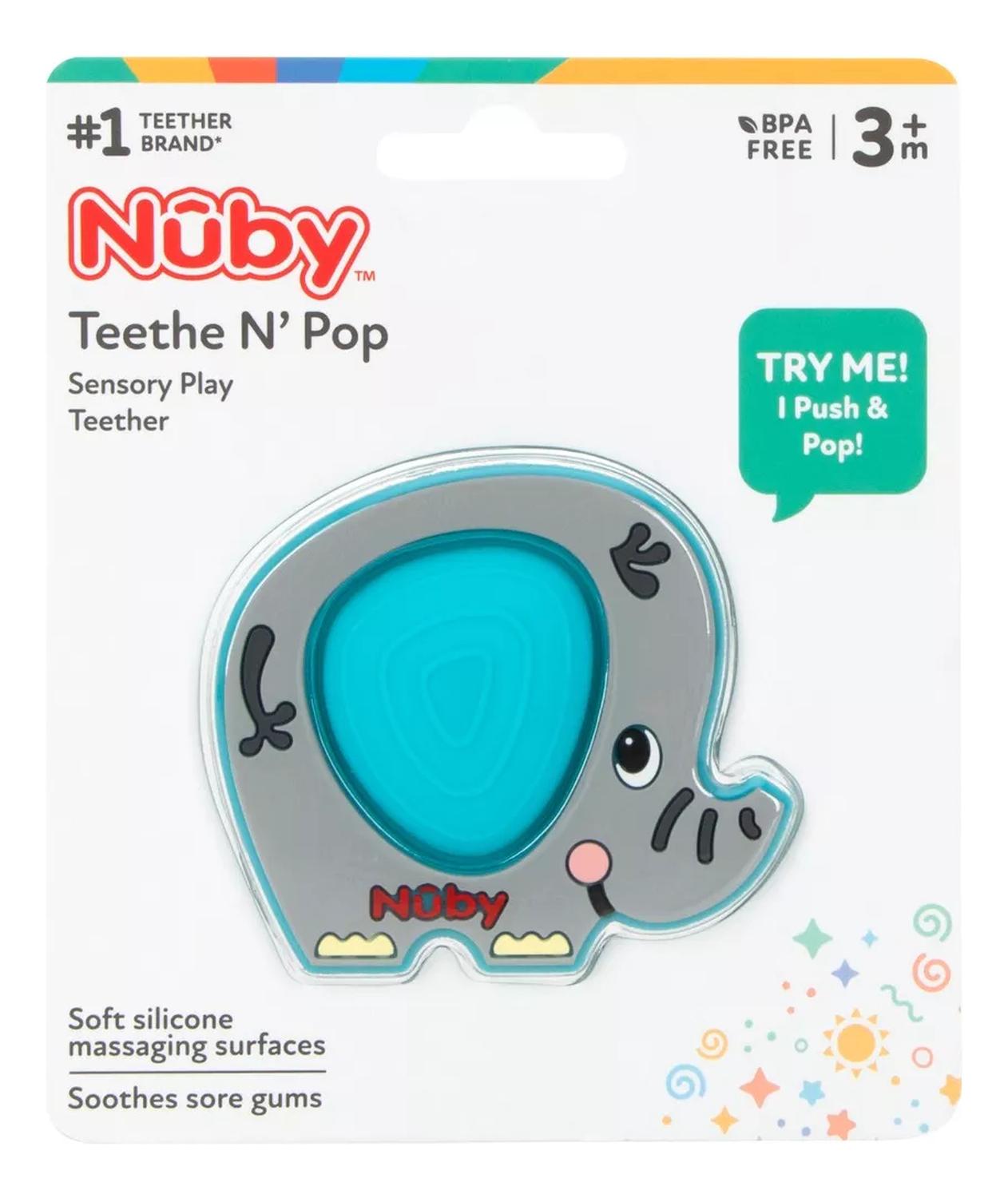 Mordedera Con Pop It Nuby Elefante Azul Teeth N Pop 3m+ — imagen 3