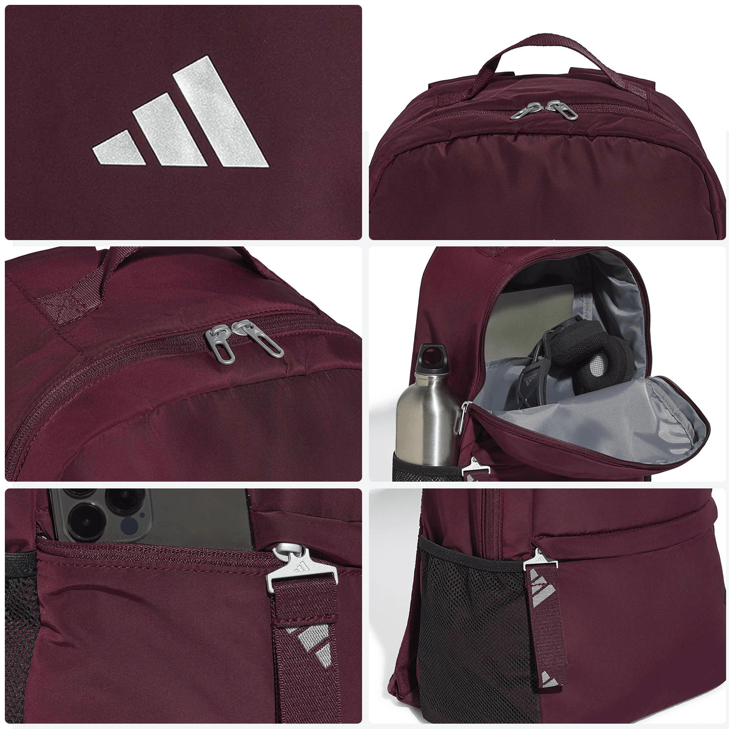 Mochila Adidas Rojo Escolar Deportiva Portalaptop Unisex 20L — imagen 9