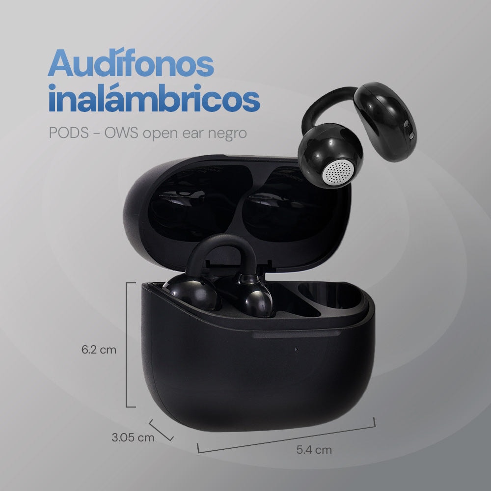 Audífonos Open Ear STF One: OWS, 20h batería, micrófono, Negro — imagen 9