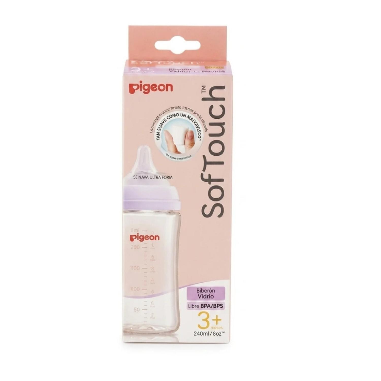 Combo 2 biberones 240ml Vidrio Pigeon Softouch Boca Ancha — imagen 7