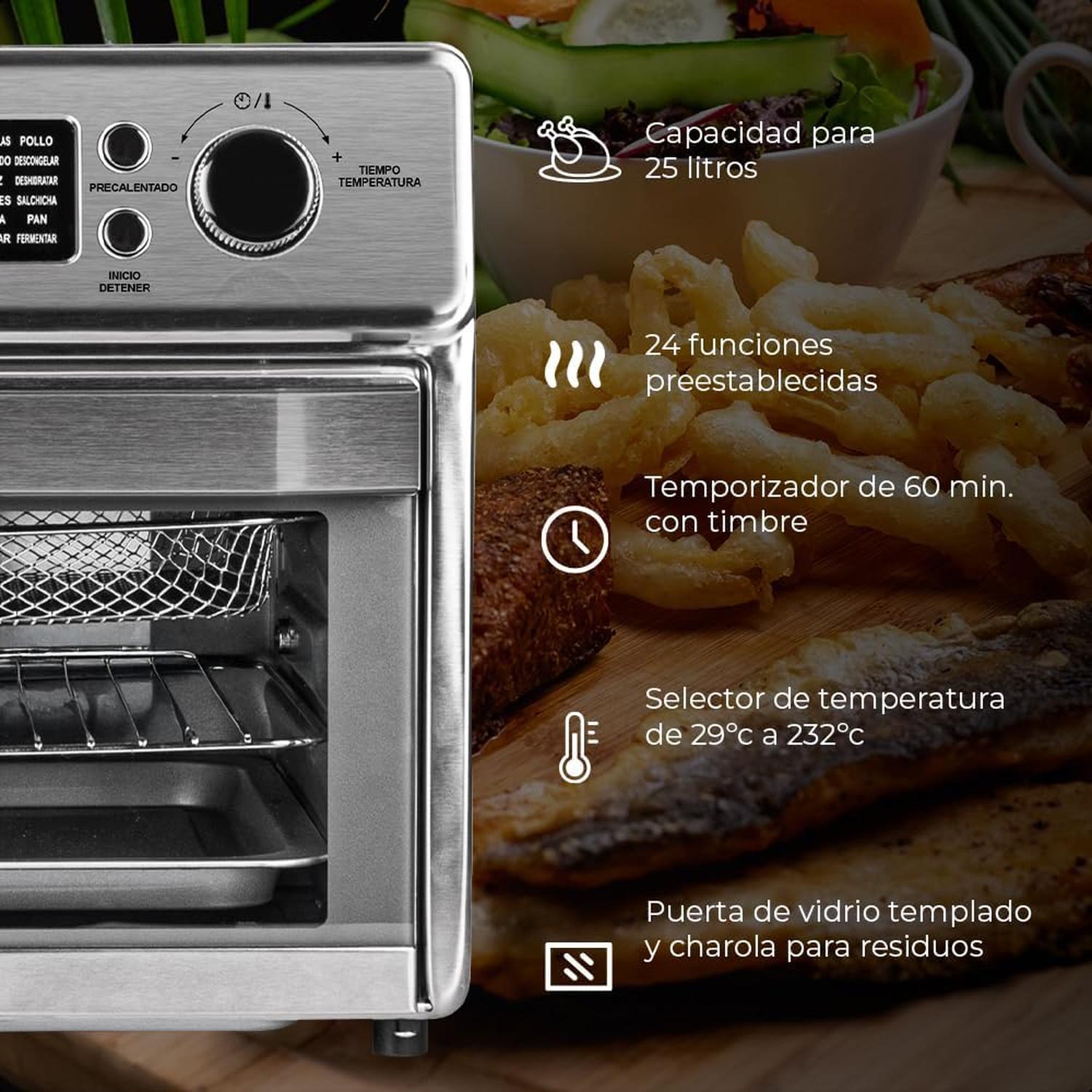 Horno Freidora de Aire Daewoo 25L 3 en 1 Acero Pantalla — imagen 6