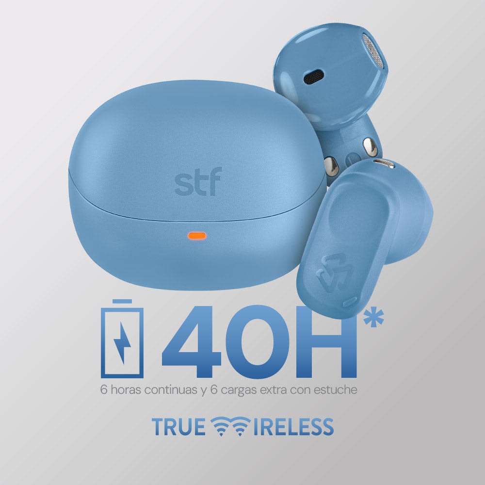 Audífonos Inalámbricos Tws Essential STF 40hrs Uso Protección IPX4 Azul — imagen 3