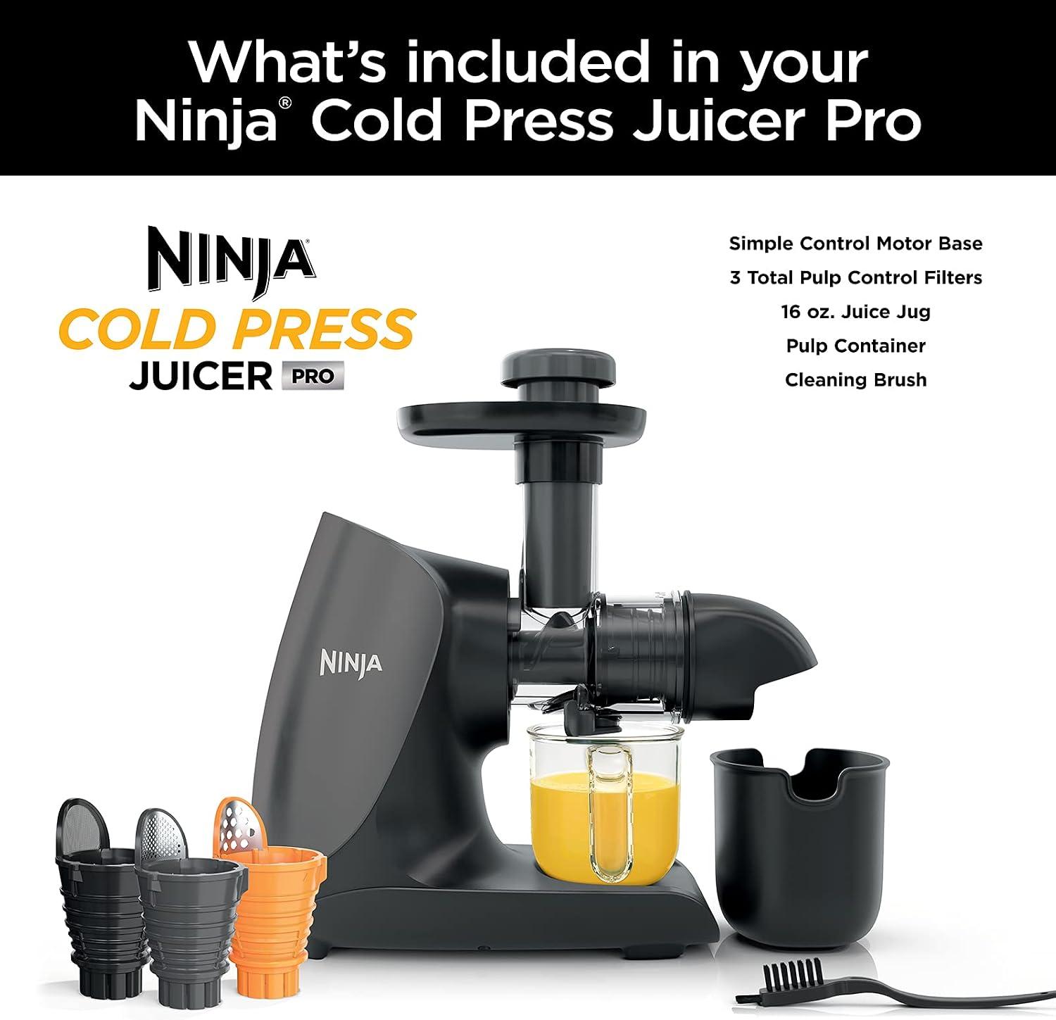 Extractor de Jugos en Frío Ninja Cold Press Juicer Pro Gris con 3 Filtros — imagen 2