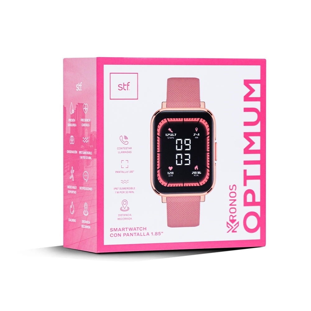 Smartwatch Reloj Kronos Optimum STF Pantalla 1.85"Resistencia al agua IP67 Rosa — imagen 18
