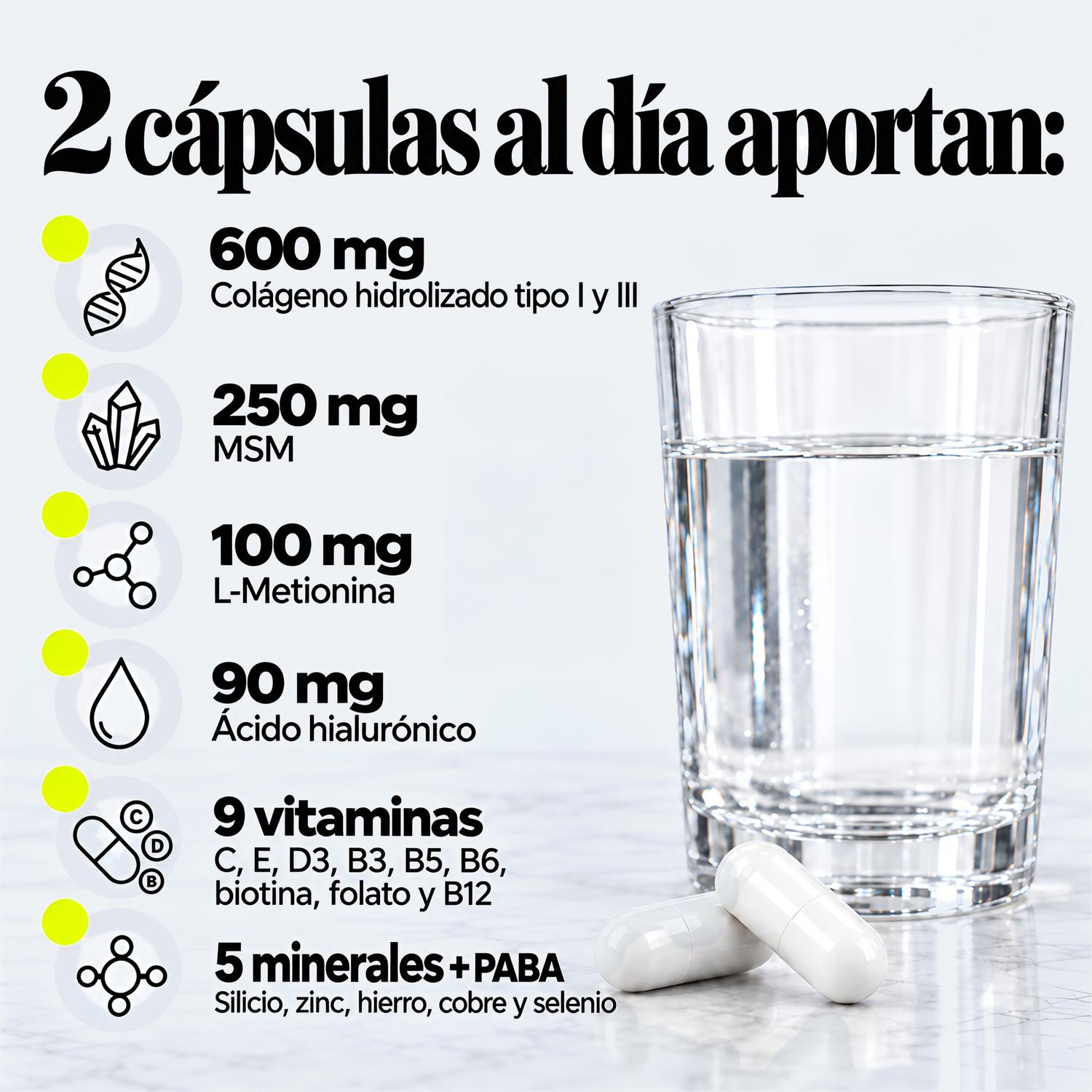 Healthy Me: Colágeno Hidrolizado, Biotina y Ácido Hialurónico para Cabello, Piel y Uñas, 60 Cápsulas — imagen 4
